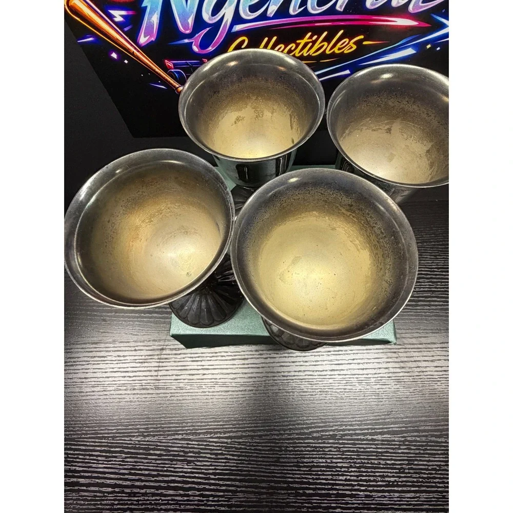 International Silver Company Vintage Silver Plated Goblets Set of 4 Scalloped